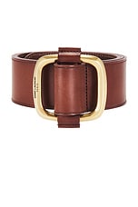 Saint Laurent Frame Buckle Belt in Dark Brown Chocolate, view 3, click to view large image.