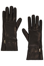 Saint Laurent Leather Gloves in Black, view 1, click to view large image.