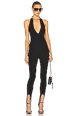 Saint Laurent Sleeveless Jumpsuit in Noir, view 4, click to view large image.
