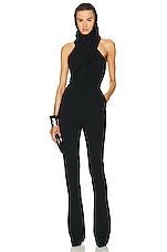 Saint Laurent Hooded Jumpsuit in Noir, view 2, click to view large image.