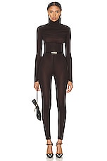 Saint Laurent Turtleneck Jumpsuit in Chocolate, view 1, click to view large image.