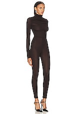 Saint Laurent Turtleneck Jumpsuit in Chocolate, view 2, click to view large image.