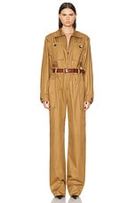 Saint Laurent Long Sleeve Jumpsuit in Camel, view 2, click to view large image.
