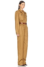 Saint Laurent Long Sleeve Jumpsuit in Camel, view 3, click to view large image.