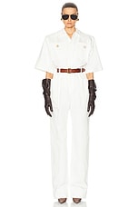 Saint Laurent Short Sleeve Jumpsuit in Blanc, view 1, click to view large image.