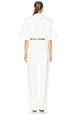 Saint Laurent Short Sleeve Jumpsuit in Blanc, view 3, click to view large image.