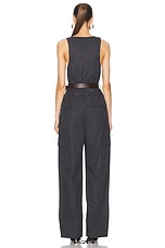 Saint Laurent Sleeveless Jumpsuit in Gris Fonce, view 4, click to view large image.