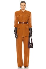 Saint Laurent Long Sleeve Jumpsuit in Ocre Vintage, view 1, click to view large image.