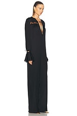 Saint Laurent Tie Front Long Jumpsuit in Noir, view 2, click to view large image.