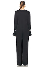 Saint Laurent Tie Front Long Jumpsuit in Noir, view 3, click to view large image.