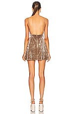 Saint Laurent Sleeveless Velour Mini Dress in Dore, view 3, click to view large image.