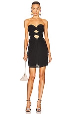 Saint Laurent Strapless Cutout Mini Dress in Noir, view 1, click to view large image.