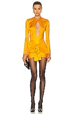 Saint Laurent Long Sleeve Mini Dress in Orange, view 1, click to view large image.