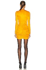 Saint Laurent Long Sleeve Mini Dress in Orange, view 3, click to view large image.