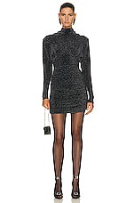 Saint Laurent Mini Dress in Noir & Argent, view 1, click to view large image.