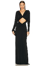 Saint Laurent Jersey Cut Out Gown in Noir, view 1, click to view large image.
