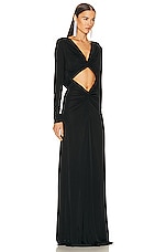 Saint Laurent Jersey Cut Out Gown in Noir, view 2, click to view large image.