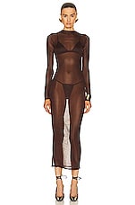 Saint Laurent Long Sleeve Dress in Chocolate, view 1, click to view large image.