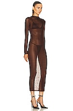 Saint Laurent Long Sleeve Dress in Chocolate, view 2, click to view large image.