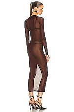 Saint Laurent Long Sleeve Dress in Chocolate, view 3, click to view large image.