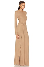 Saint Laurent Jersey Long Sleeve Gown in Natural, view 2, click to view large image.