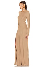 Saint Laurent Jersey Long Sleeve Gown in Natural, view 3, click to view large image.
