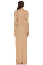 Saint Laurent Jersey Long Sleeve Gown in Natural, view 4, click to view large image.
