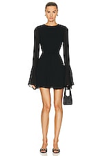 Saint Laurent Open Back Long Sleeve Dress in Noir, view 1, click to view large image.