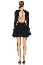 Saint Laurent Open Back Long Sleeve Dress in Noir, view 3, click to view large image.