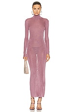 Saint Laurent Mock Neck Long Sleeve Dress in Mauve, view 1, click to view large image.