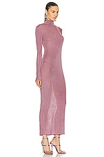 Saint Laurent Mock Neck Long Sleeve Dress in Mauve, view 2, click to view large image.