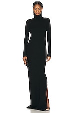 Saint Laurent Long Sleeve Turtleneck Gown in Noir, view 1, click to view large image.