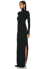 Saint Laurent Long Sleeve Turtleneck Gown in Noir, view 3, click to view large image.