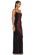 Saint Laurent Sleeveless Draped Gown in Noir Bordeaux, view 2, click to view large image.