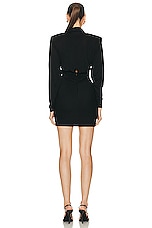 Saint Laurent Long Sleeve Mini Dress in Noir, view 3, click to view large image.
