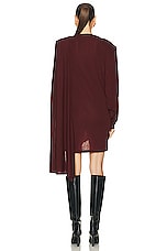 Saint Laurent Long Sleeve Draped Dress in Rouge Piment, view 4, click to view large image.