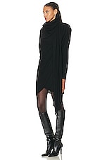 Saint Laurent Hooded Draped Dress in Noir, view 3, click to view large image.