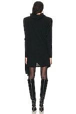 Saint Laurent Hooded Draped Dress in Noir, view 4, click to view large image.