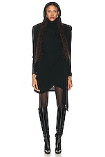 Saint Laurent Hooded Draped Dress in Noir, view 5, click to view large image.