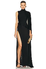 Saint Laurent Jersey Gown in Noir, view 1, click to view large image.