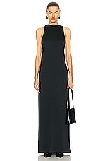 Saint Laurent Satin Maxi Dress in Noir, view 2, click to view large image.
