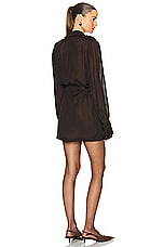 Saint Laurent Chiffon Shirt Dress in Chocolat, view 3, click to view large image.