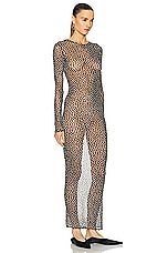 Saint Laurent Long Sleeve Maxi Dress in Noir Craie, view 2, click to view large image.