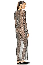 Saint Laurent Long Sleeve Maxi Dress in Noir Craie, view 3, click to view large image.