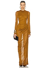 Saint Laurent Voile Jersey Gown in Cumin, view 1, click to view large image.