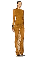 Saint Laurent Voile Jersey Gown in Cumin, view 2, click to view large image.