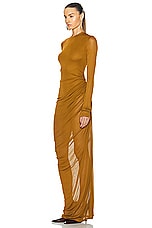 Saint Laurent Voile Jersey Gown in Cumin, view 3, click to view large image.