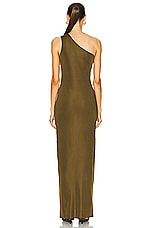 Saint Laurent One Shoulder Maxi Dress in Vert Mousse, view 4, click to view large image.