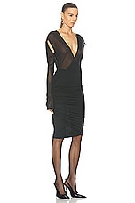 Saint Laurent Jersey Long Sleeve Dress in Noir, view 2, click to view large image.