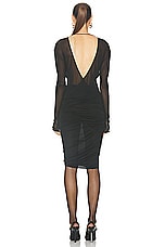 Saint Laurent Jersey Long Sleeve Dress in Noir, view 3, click to view large image.